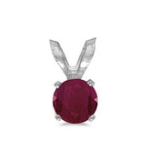 14 Karat White Gold Pendant with One 5mm Round Ruby.
Chain is Sold Se